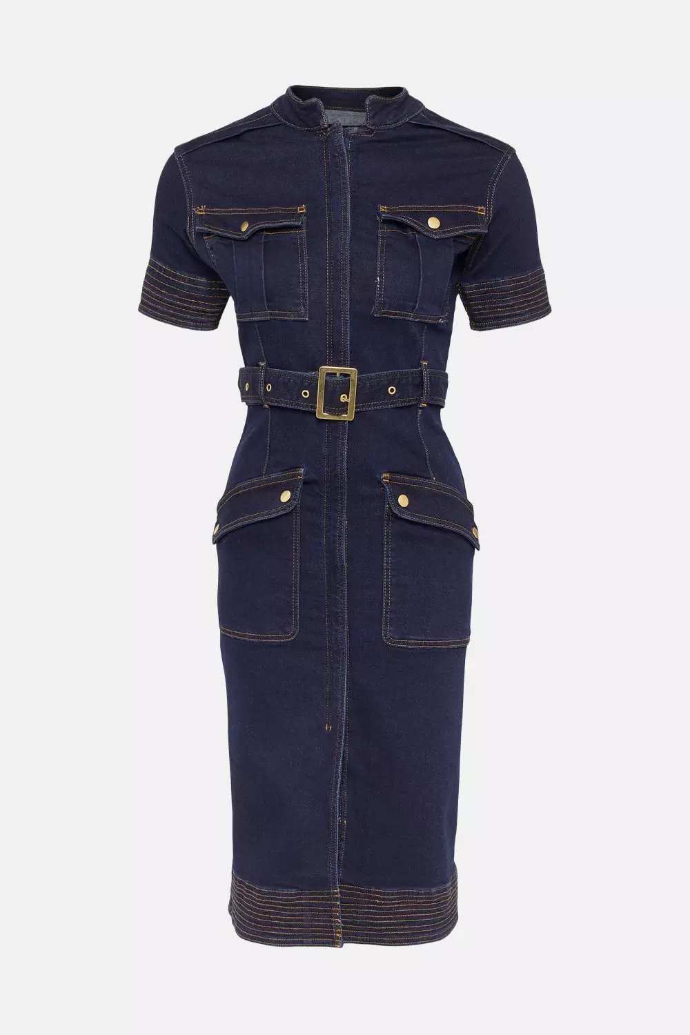 Jean Short Sleeve Belted Dress